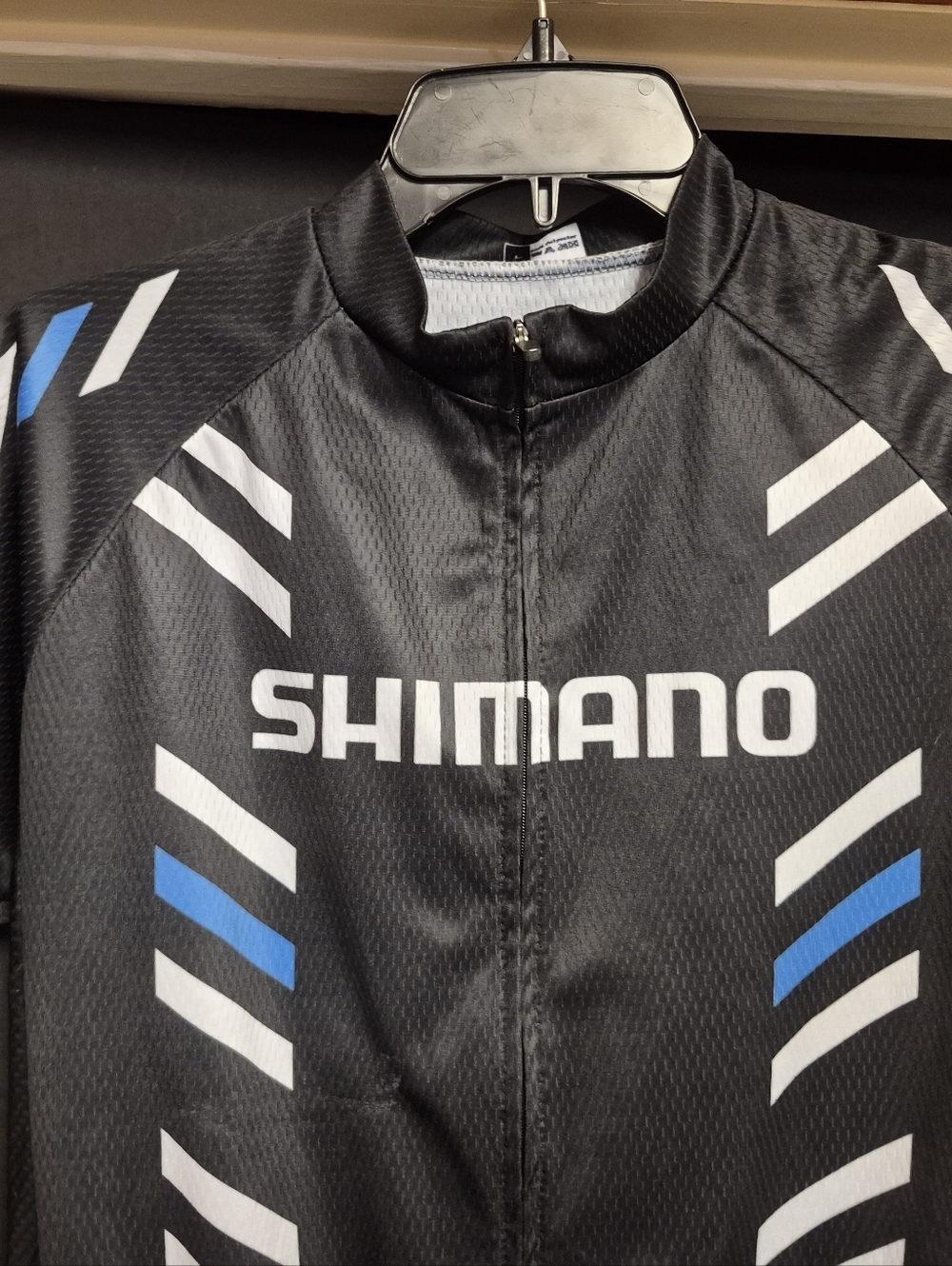 Shimano Black Cycling Jersey with White & Blue Accents
